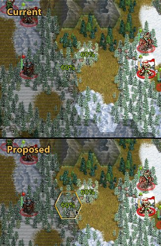 Can you tell which hex is highlighted in the top image?